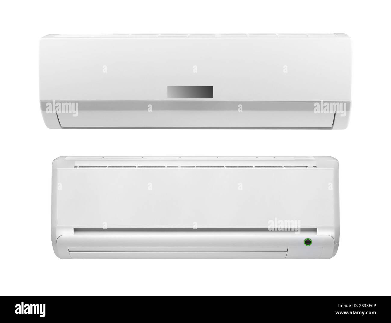 condizionatori d'aria bianchi isolati su sfondo bianco. condizionatori d'aria bianchi isolati Foto Stock