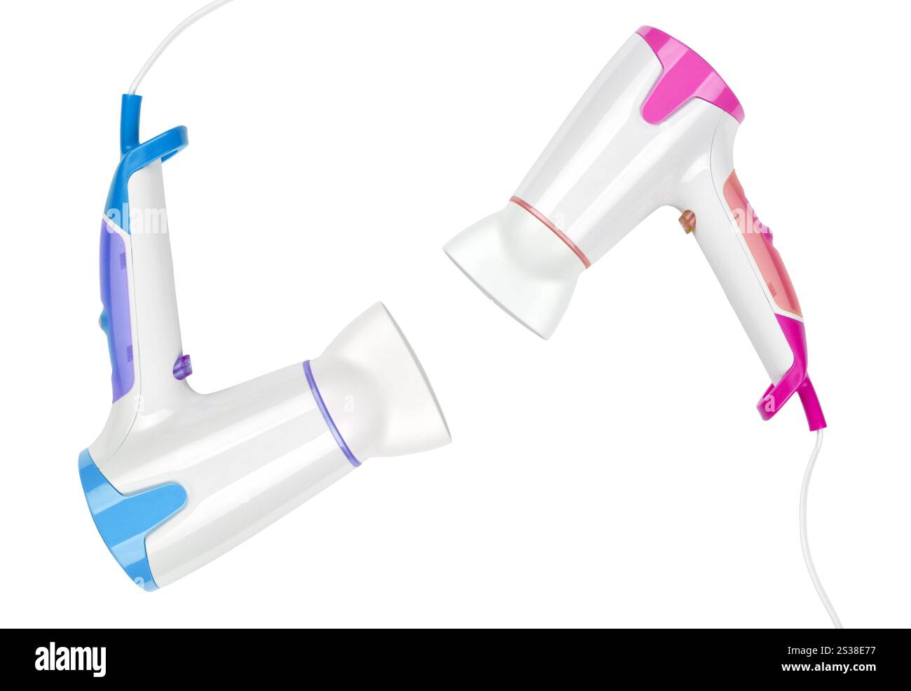 primo piano di un asciugacapelli su sfondo bianco. primo piano di un asciugacapelli Foto Stock