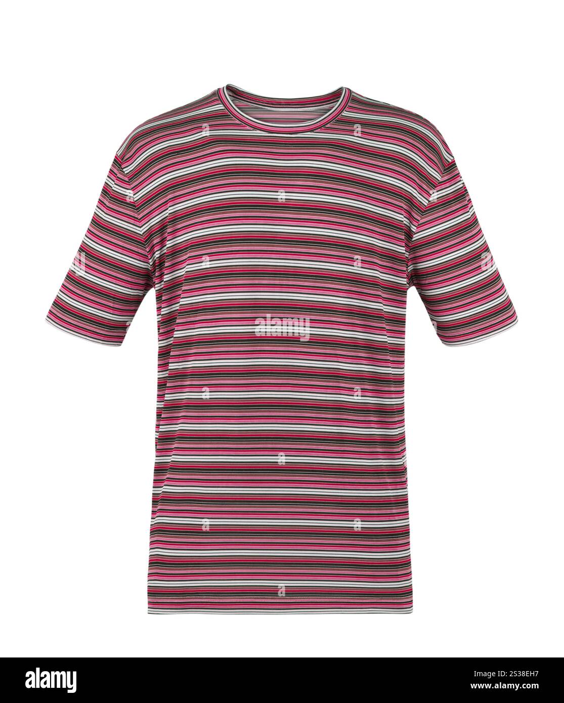t-shirt a righe rosse isolata su sfondo bianco. t-shirt a righe rosse Foto Stock