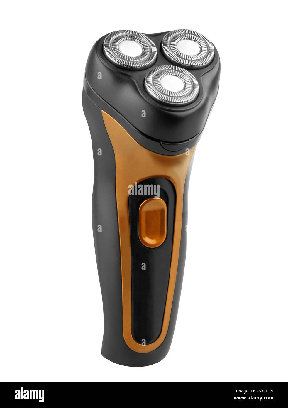 Primo piano del rasoio elettrico su sfondo bianco. Primo piano del rasoio elettrico Foto Stock