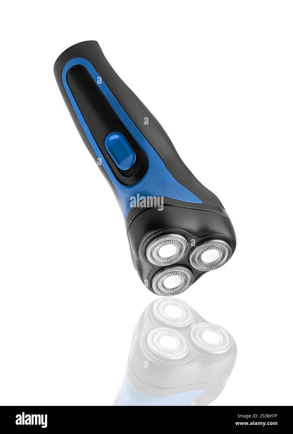 Primo piano del rasoio elettrico su sfondo bianco . Primo piano del rasoio elettrico Foto Stock