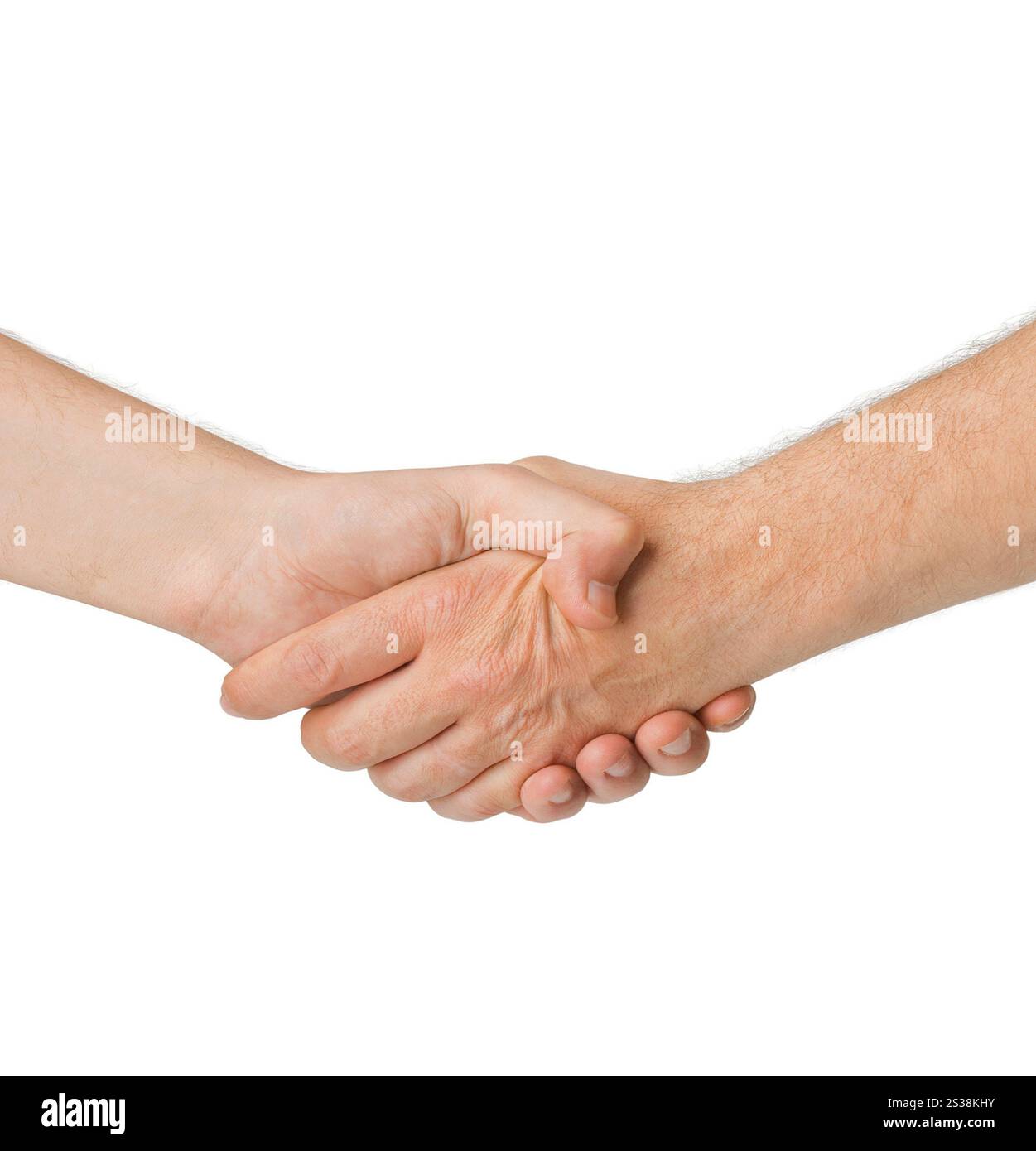 stringere le mani isolata su sfondo bianco Foto Stock