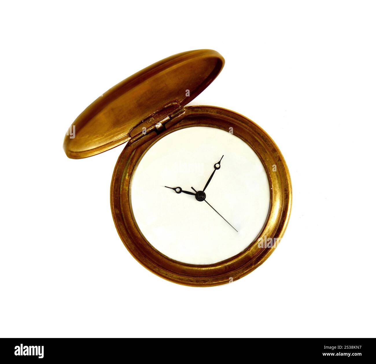 Pocket Watch Antique isolato su sfondo bianco. Orologio tascabile anticato Foto Stock