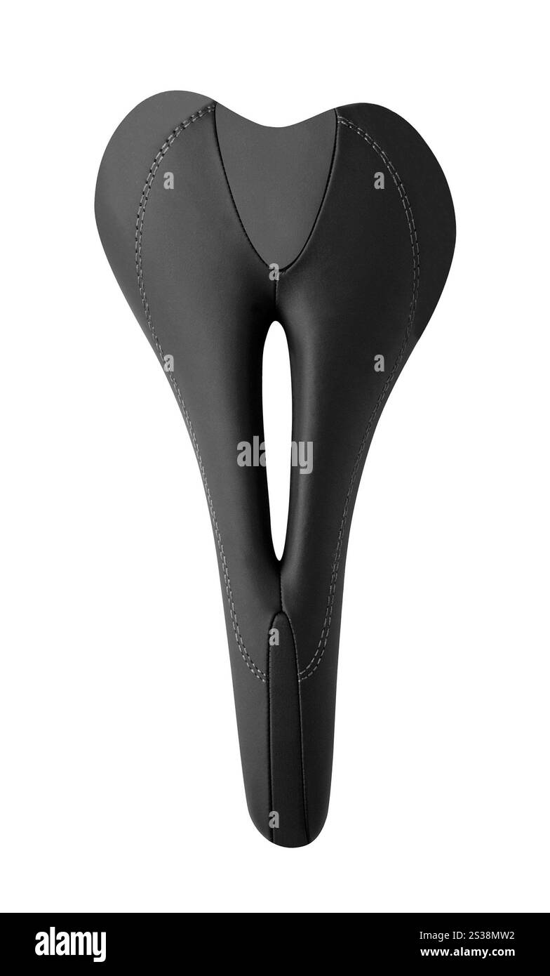 Un sedile per biciclette isolato su uno sfondo bianco. sedile per bicicletta isolato su sfondo bianco Foto Stock