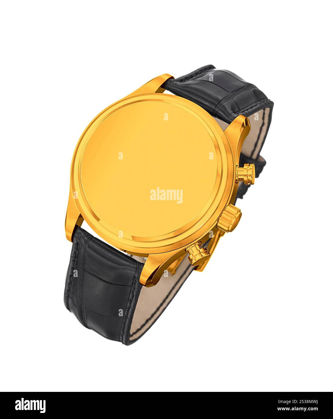 Orologio da polso oro di lusso da uomo con isolamento su sfondo bianco. Orologio da polso oro di lusso da uomo Foto Stock