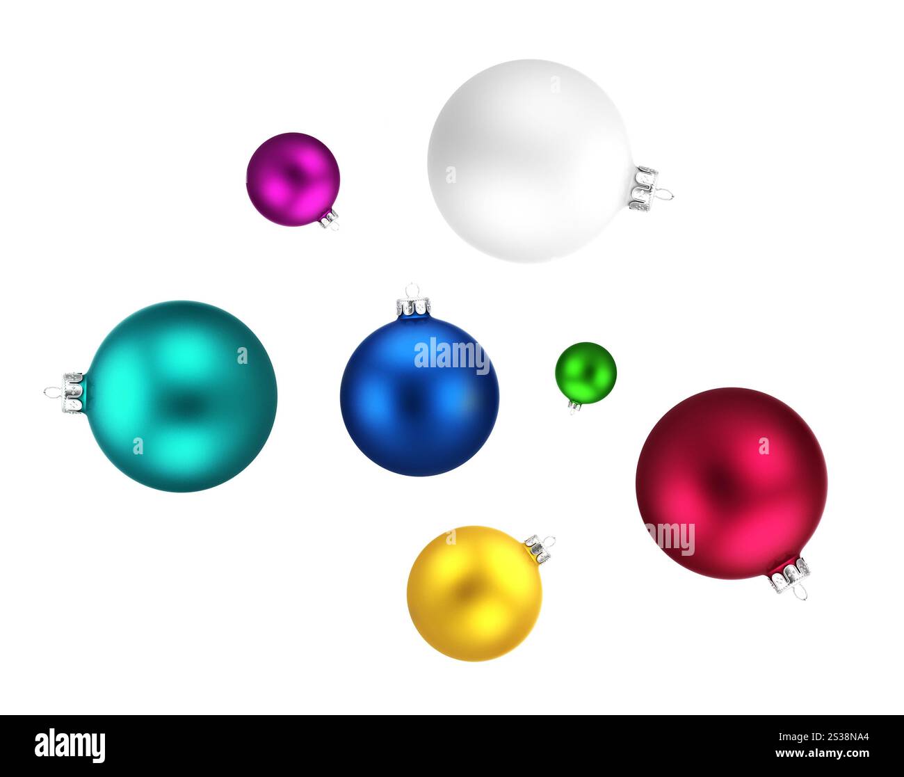 Palline di Natale isolate sul bianco. Palle di Natale Foto Stock Palline di Natale isolate sul bianco. Palle di Natale Foto Stock