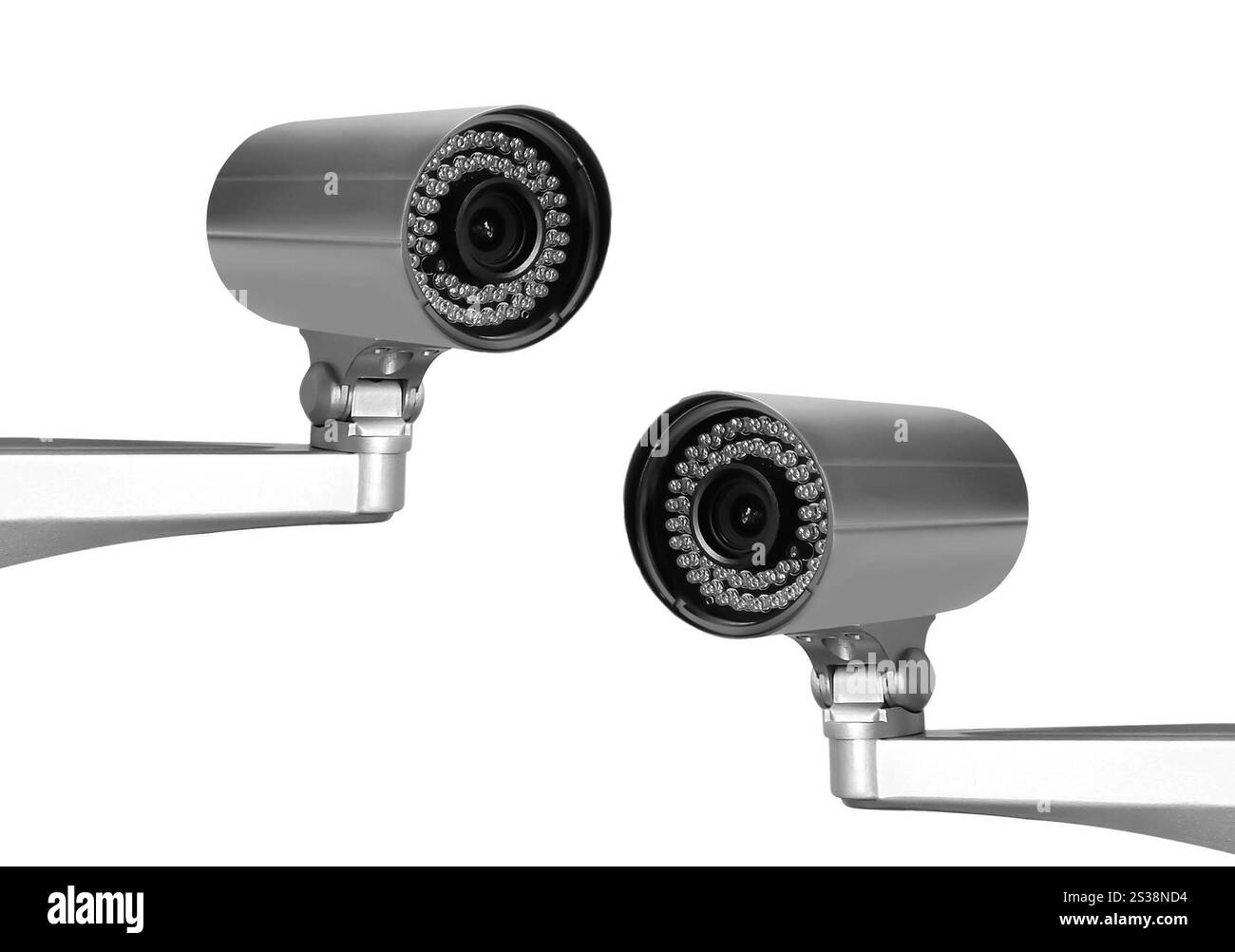 telecamera di sicurezza isolata su sfondo bianco. telecamera di sicurezza isolata sul bianco Foto Stock