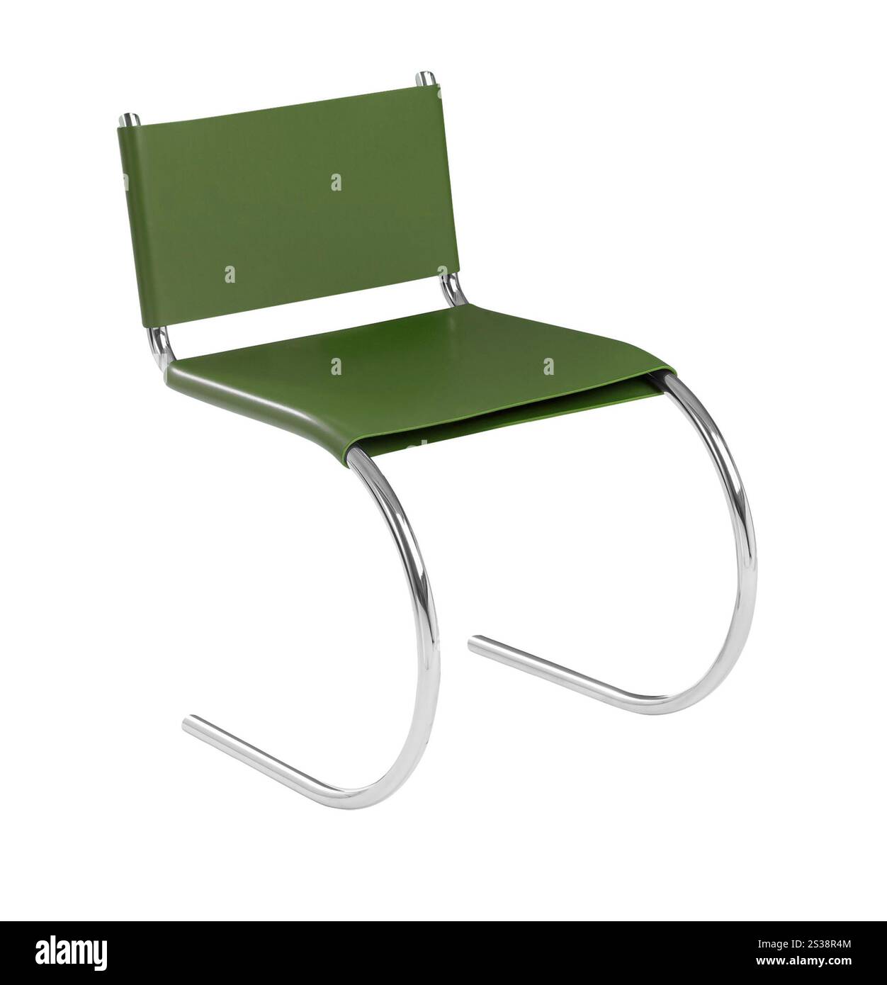 elegante sedia verde isolata su sfondo bianco. elegante sedia verde Foto Stock