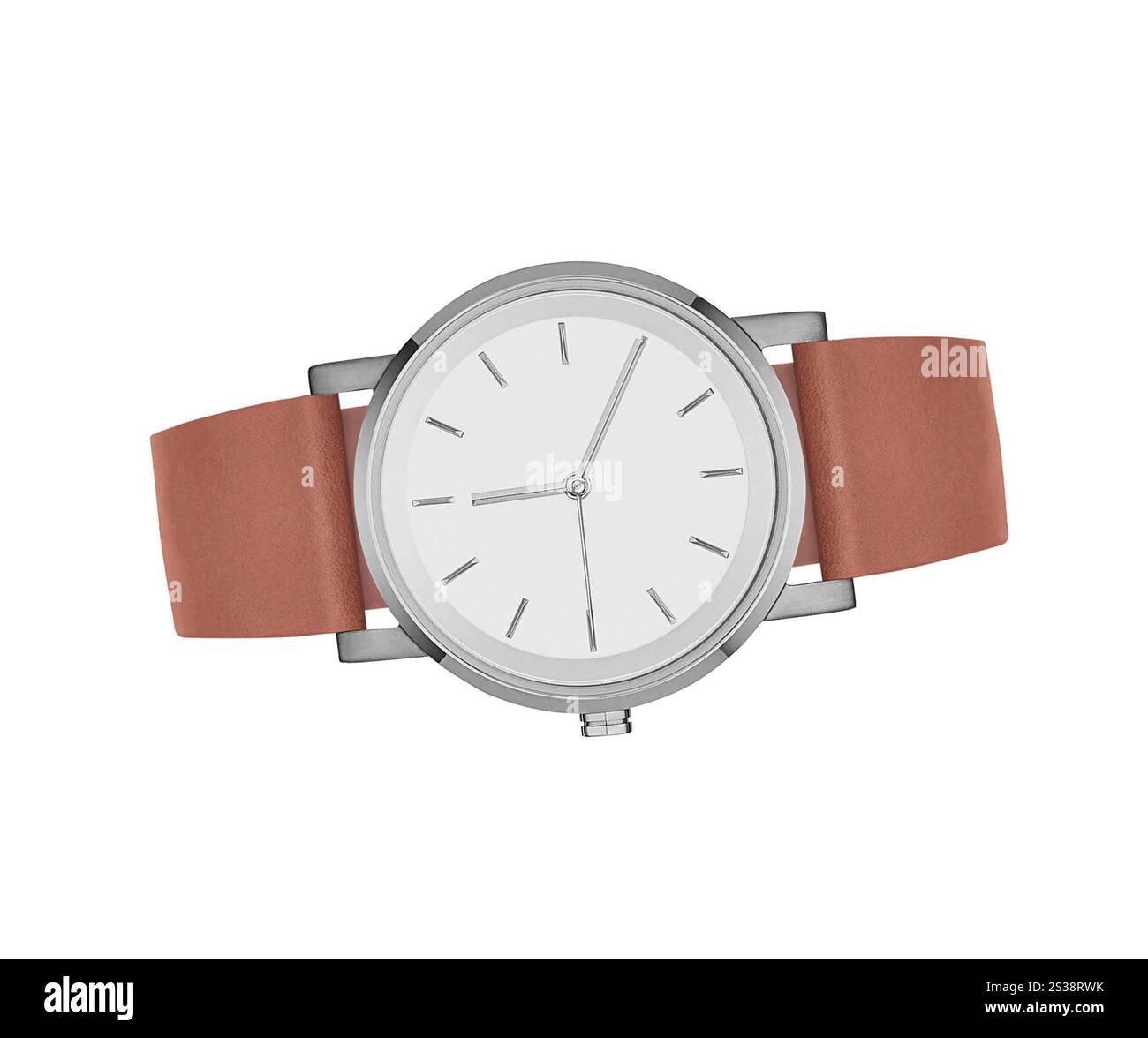 orologio in pelle costoso e moderno isolato. orologio moderno e costoso in pelle Foto Stock