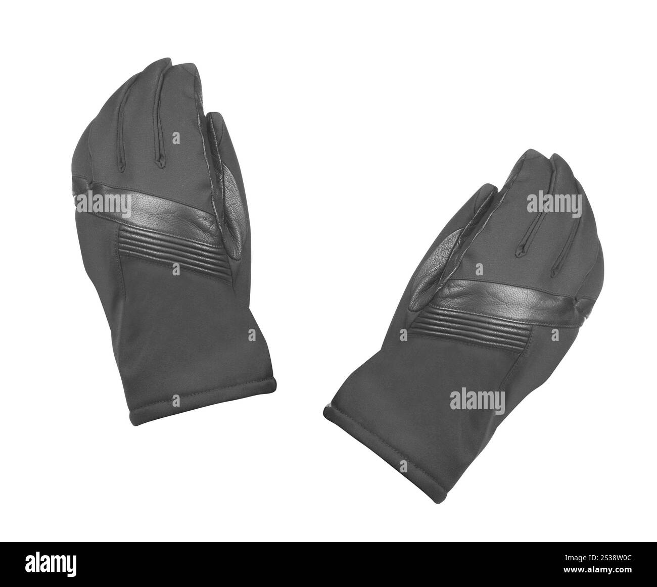 guanti neri caldi isolati su sfondo bianco. guanti caldi neri Foto Stock