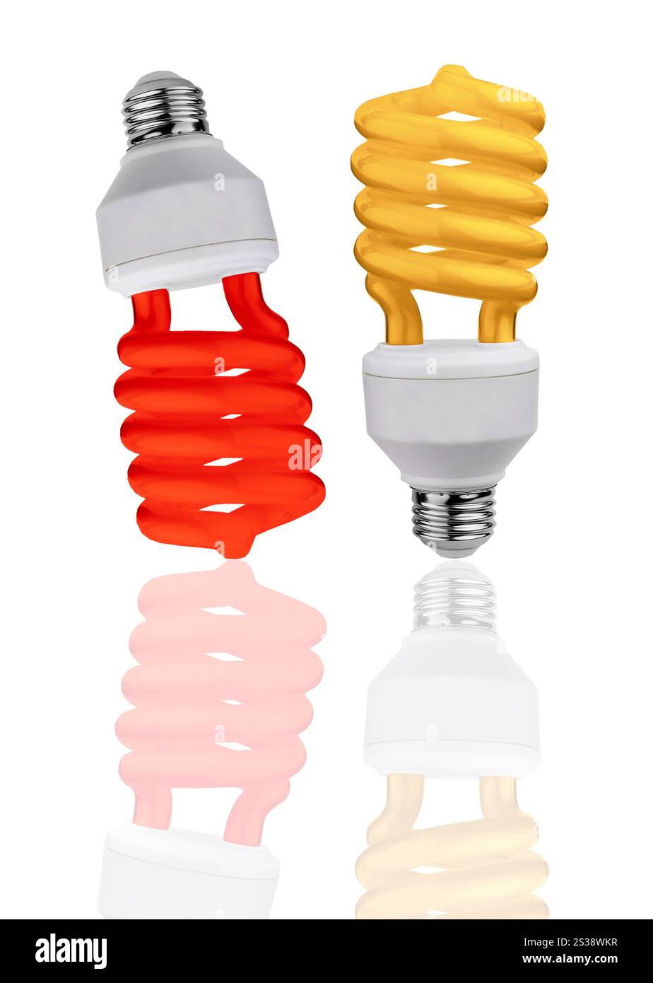 lampadine isolate su sfondo bianco Foto Stock