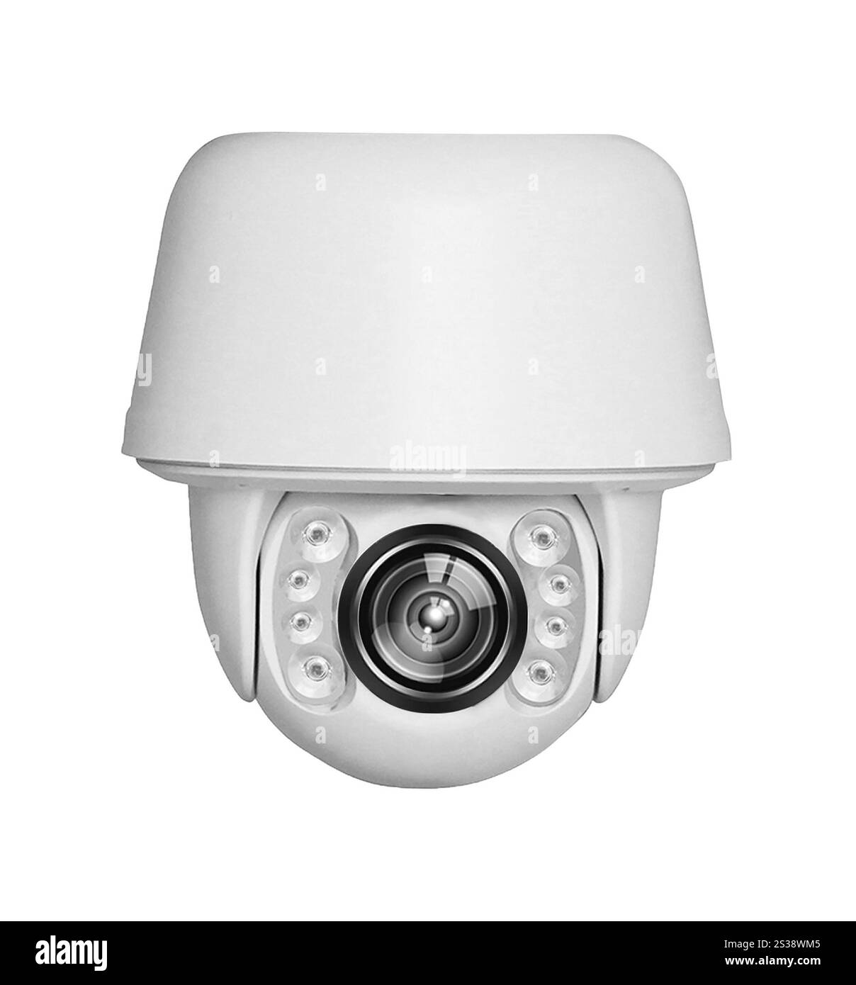 Telecamera di sicurezza moderna isolata su sfondo bianco. Telecamera di sicurezza moderna isolata Foto Stock