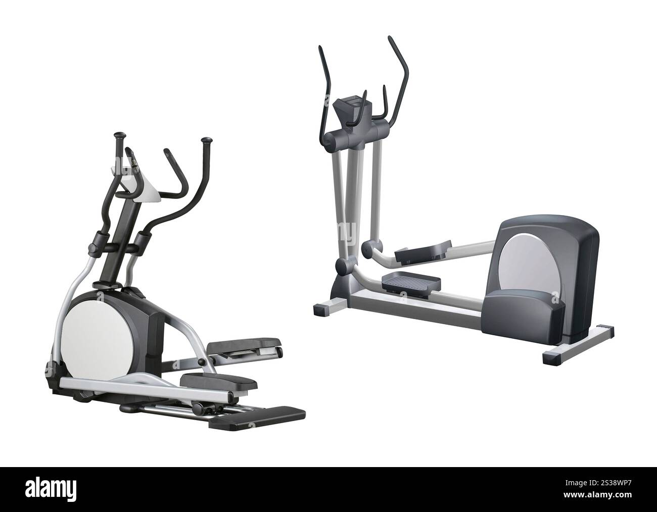 Attrezzatura ellittica su sfondo bianco Foto Stock