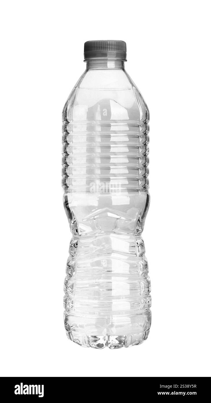 Una bottiglia d'acqua su sfondo bianco. bottiglia d'acqua Foto Stock