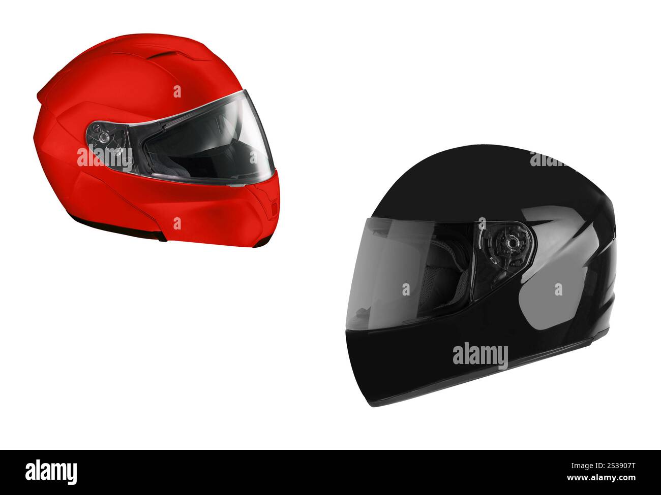 Casco rosso isolato su sfondo bianco Foto Stock Casco rosso isolato su sfondo bianco Foto Stock