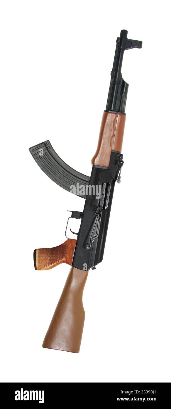ak 47 isolato su bianco Foto Stock