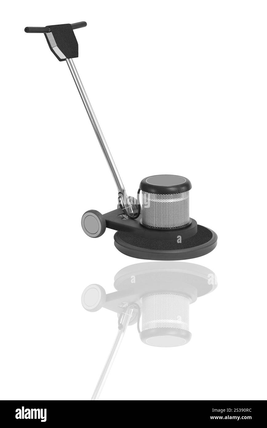 lucidatrice per pavimenti isolata su bianco. lucidatrice per pavimenti isolata Foto Stock
