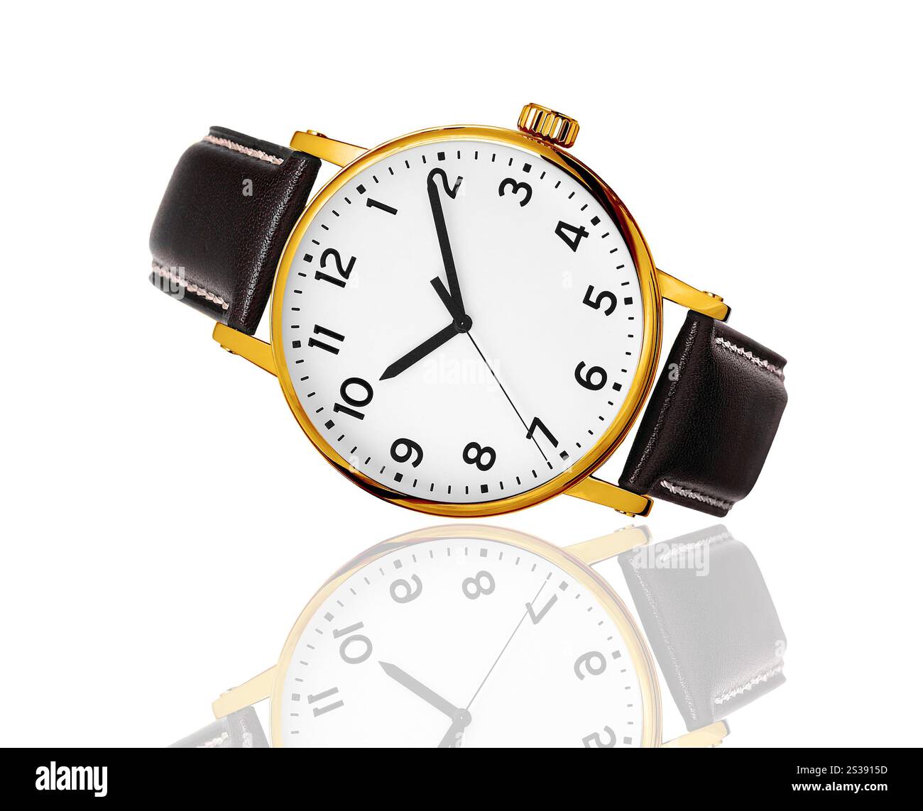 orologio moderno isolato su sfondo bianco Foto Stock