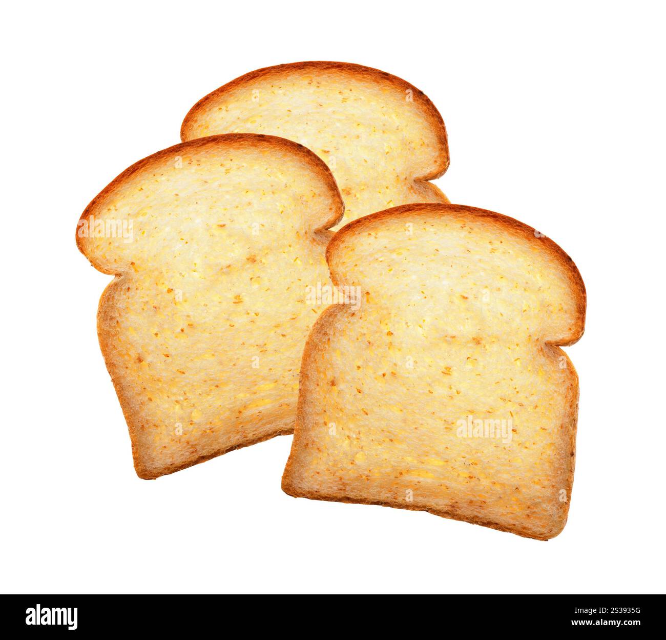 Un pezzo di pane su sfondo bianco Foto Stock