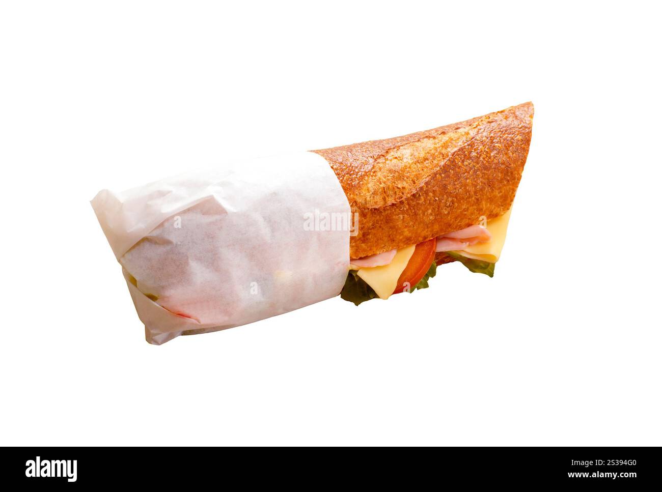 Sandwich con insalata di prosciutto isolato. Panino con insalata di prosciutto e sottomarino Foto Stock