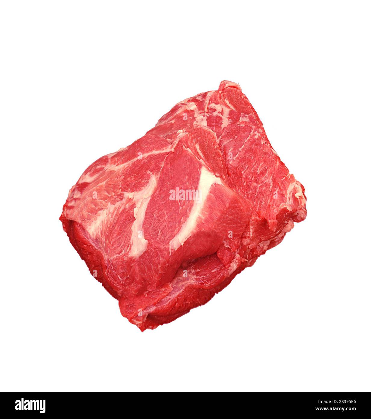 bistecca di manzo su sfondo bianco nel primo piano. bistecca di manzo su sfondo bianco Foto Stock