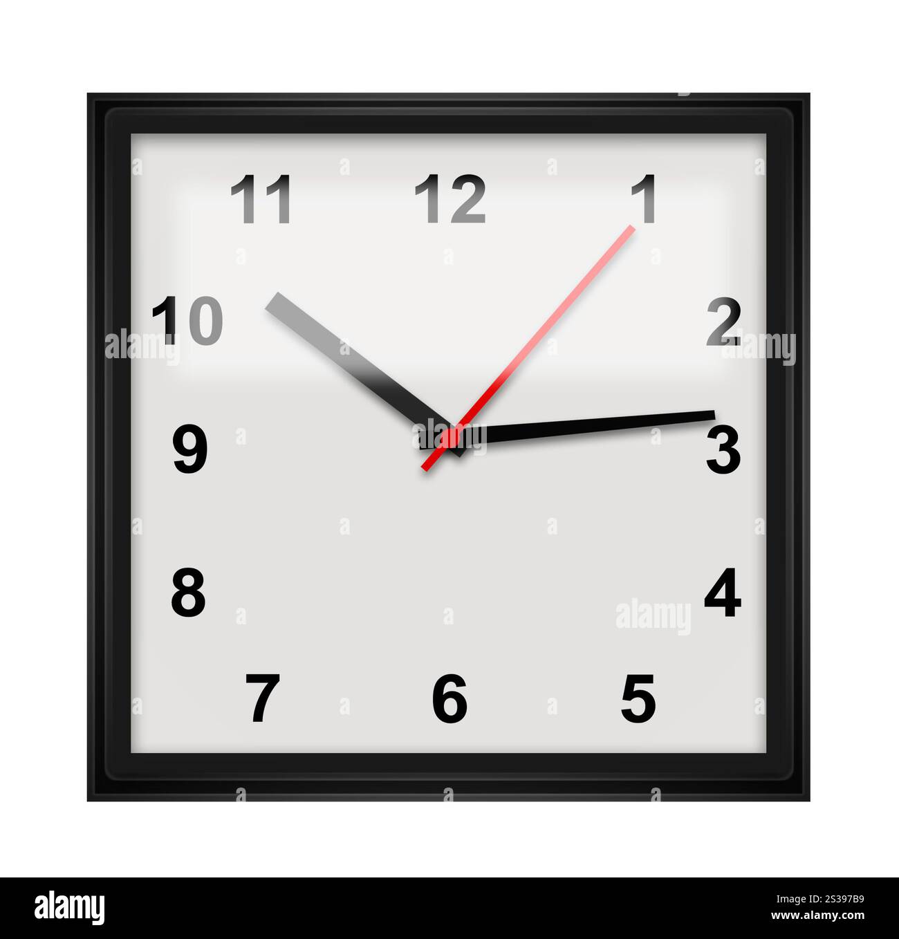 Il concetto di tempo con orologio o clock sul muro bianco Foto Stock Il concetto di tempo con orologio o clock sul muro bianco Foto Stock