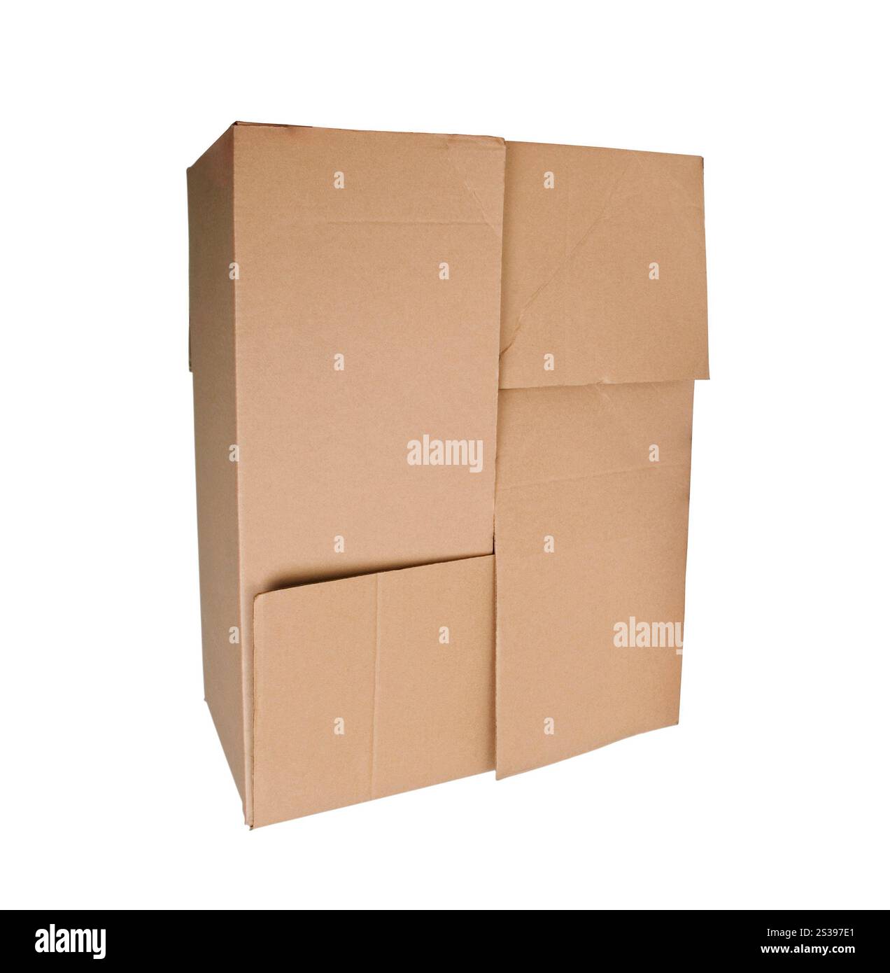 Scatola di cartone isolato su bianco Foto Stock