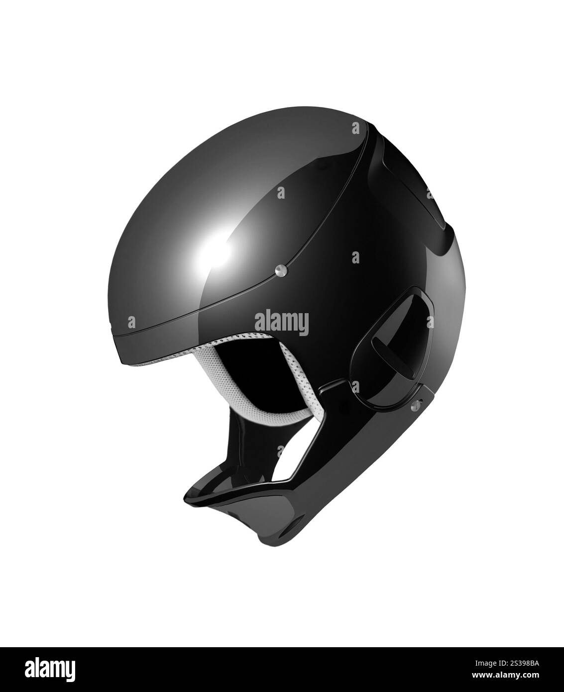 Casco da corsa per motociclette isolato su sfondo bianco. Casco da corsa per moto Foto Stock