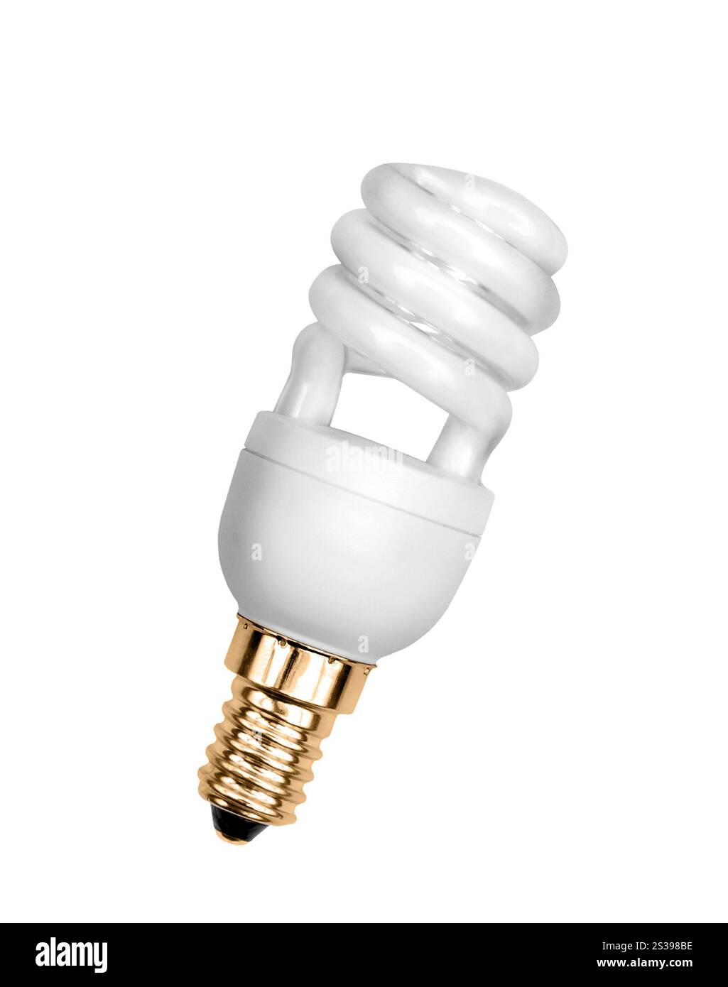 Lampadina a risparmio isolato su sfondo bianco. Lampadina a risparmio energetico Foto Stock