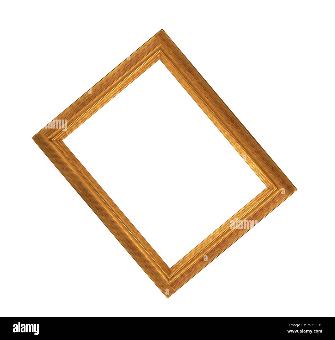 Classica cornice in legno isolata su sfondo bianco. Classica cornice in legno Foto Stock