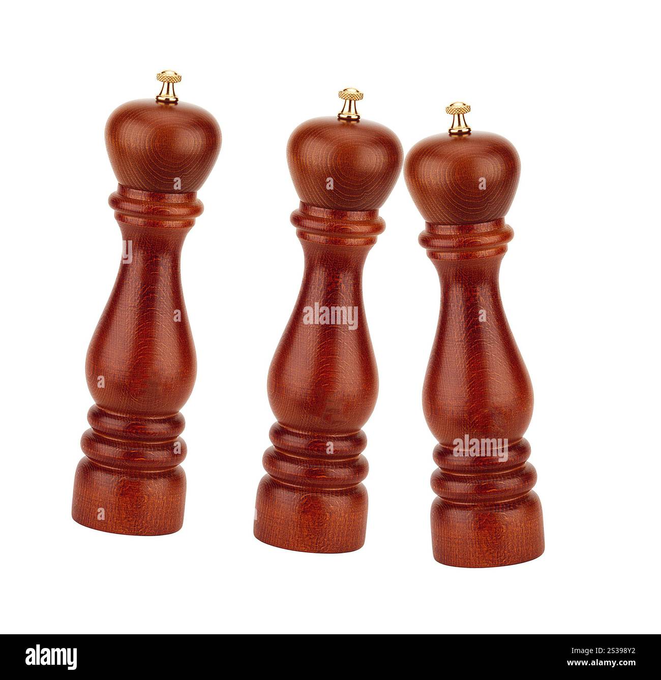 Scacchi neri isolati su sfondo bianco. Pezzi scacchi neri isolati Foto Stock