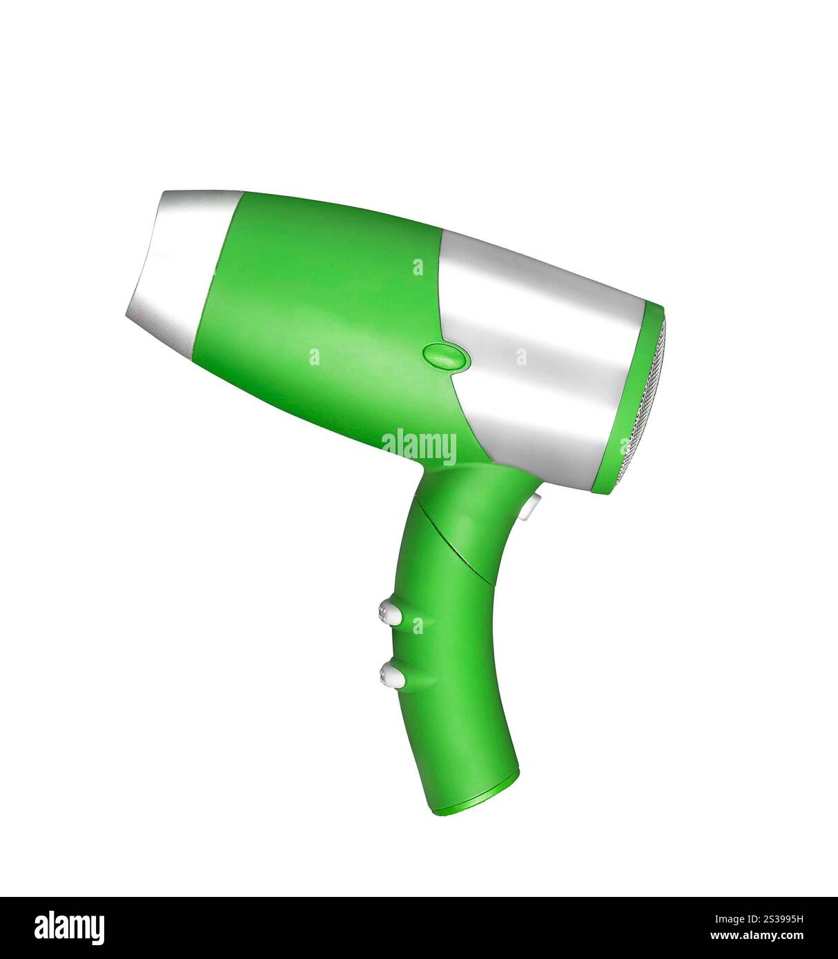 Asciugacapelli isolato su sfondo bianco. Asciugacapelli isolato Foto Stock