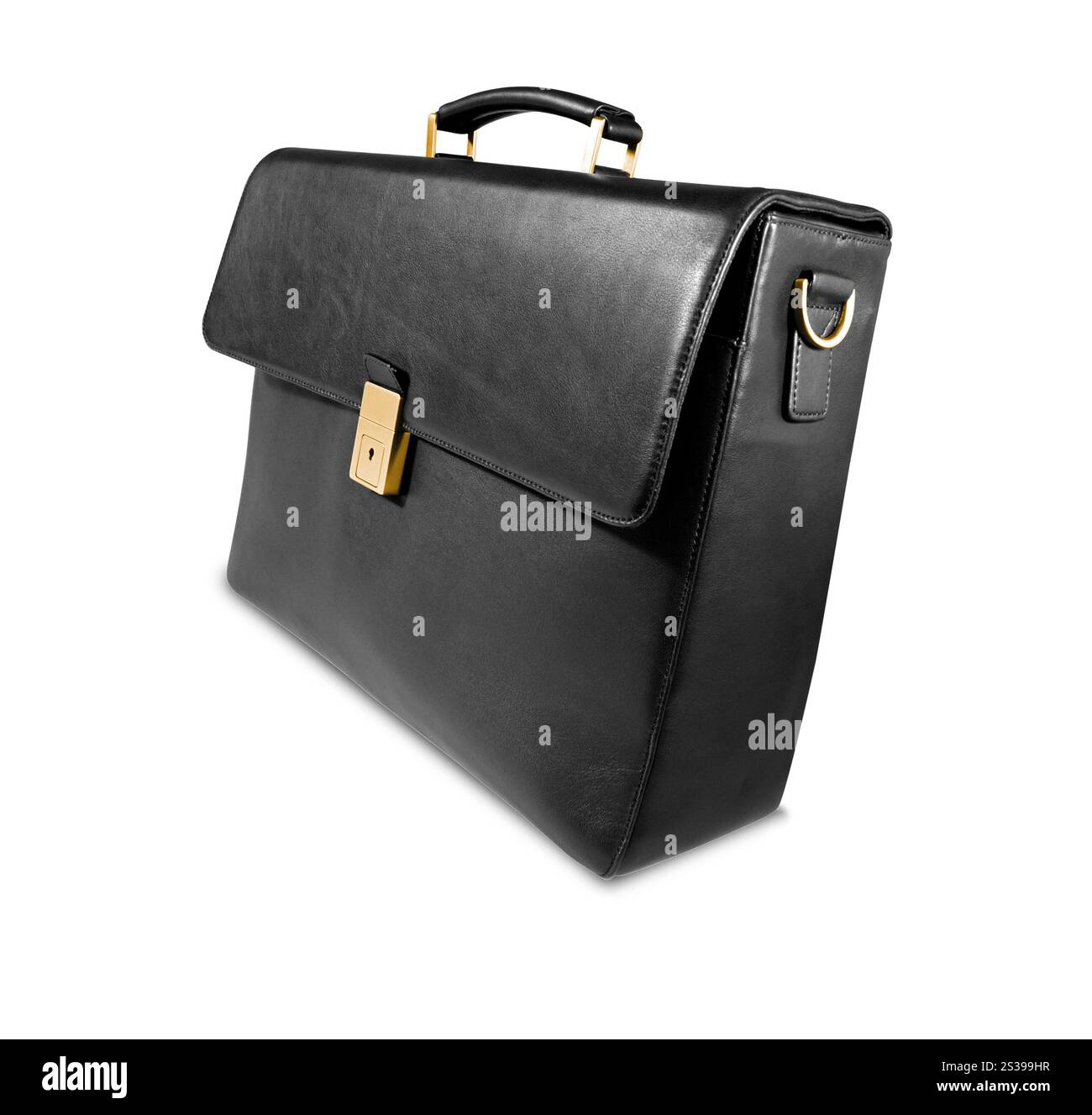 Elegante valigetta in pelle isolata su sfondo bianco. Borsa portadocumenti in pelle alla moda Foto Stock