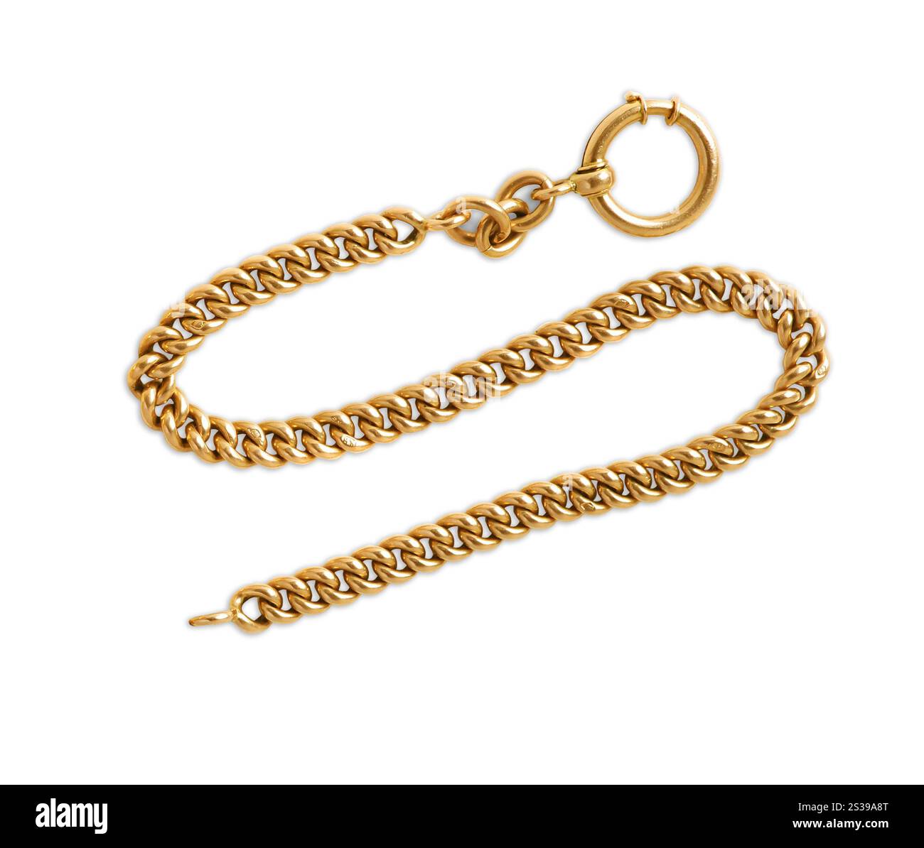 catena dorata isolata su sfondo bianco. catena d'oro isolata Foto Stock