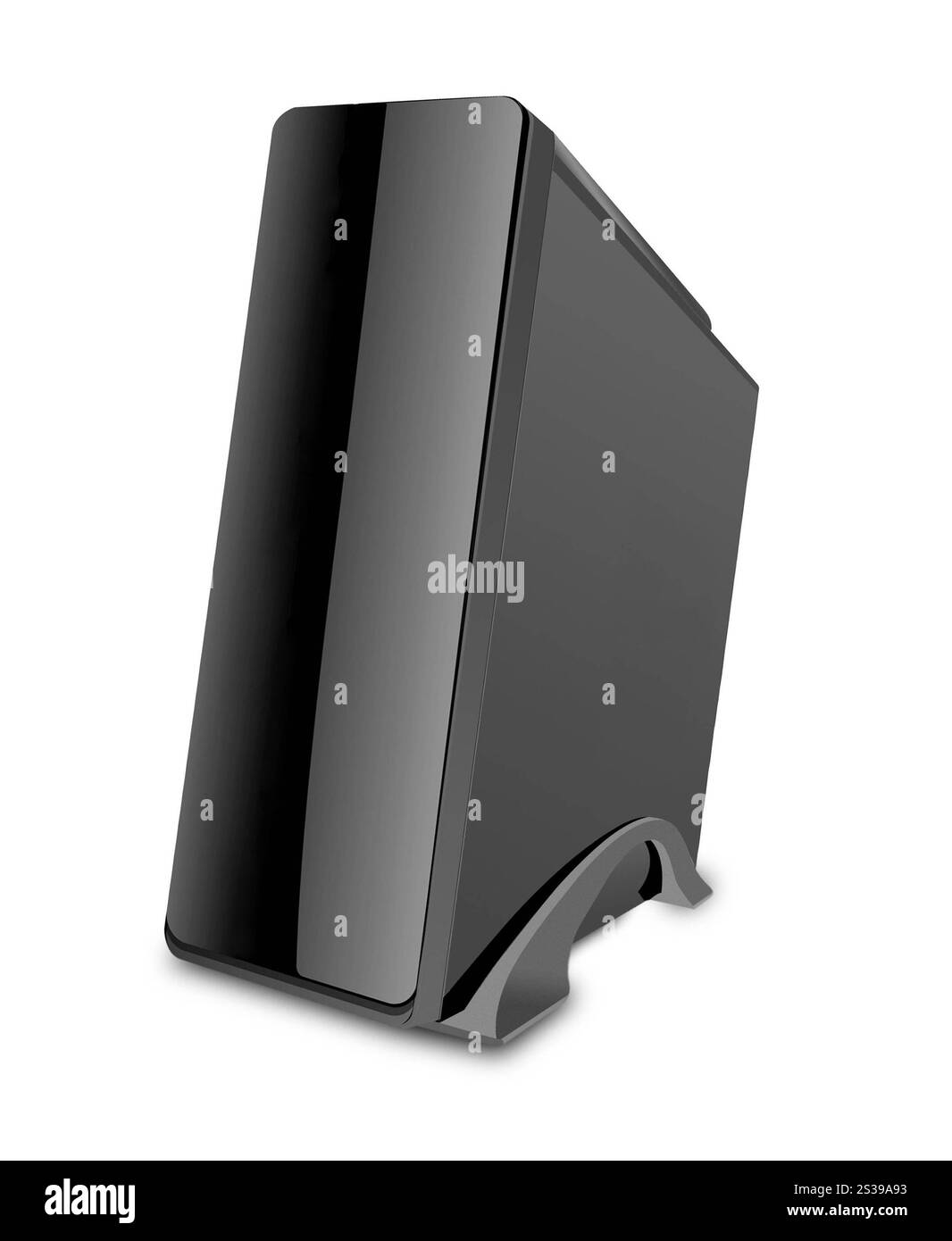 custodia nera per computer isolata su sfondo bianco. custodia nera per computer isolata su bianco Foto Stock