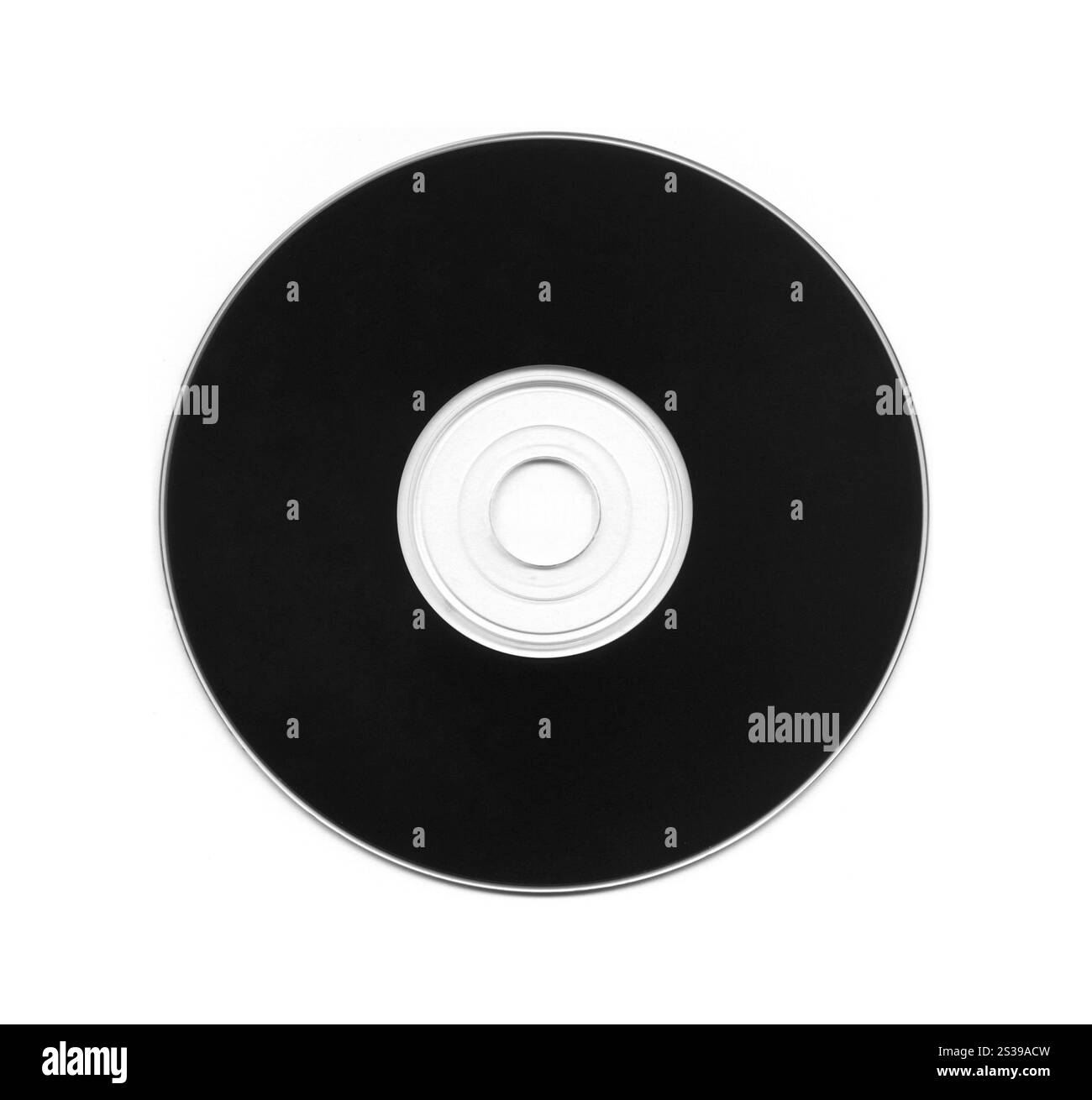 Disco in vinile nero isolato su sfondo bianco. Disco in vinile nero Foto Stock