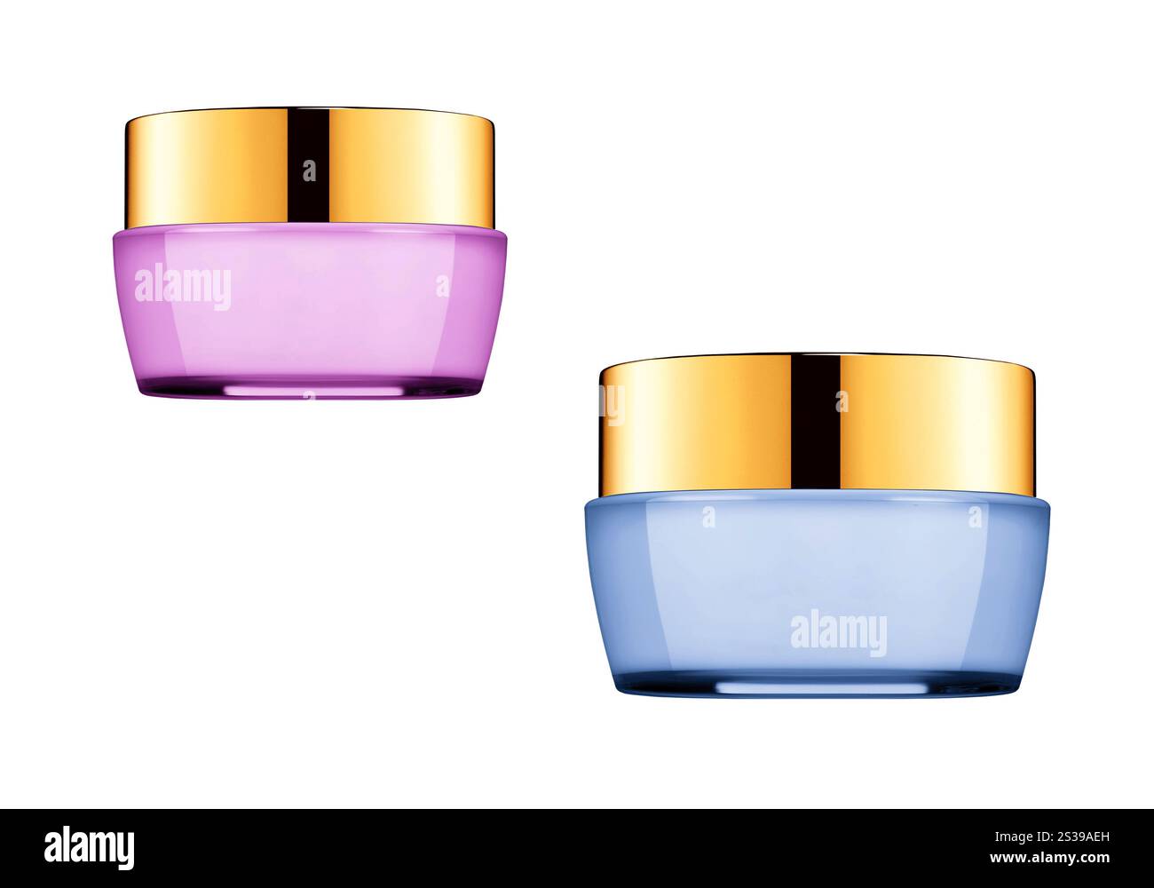 provette con crema facciale isolata su sfondo bianco. tubi con una crema per il viso Foto Stock