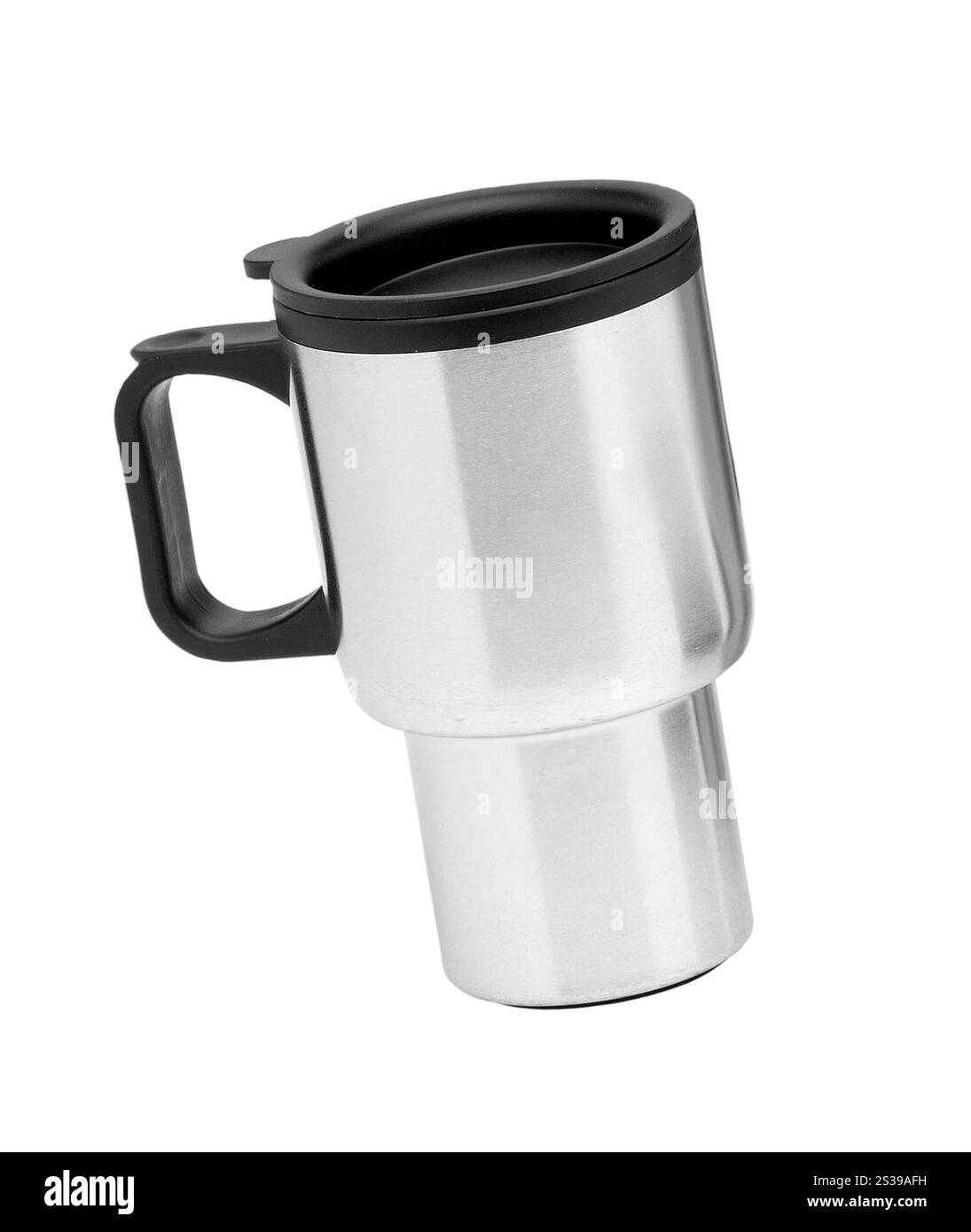 Tazza termica del caffè vuota. Isolato su sfondo bianco. Tazza termica del caffè vuota Foto Stock