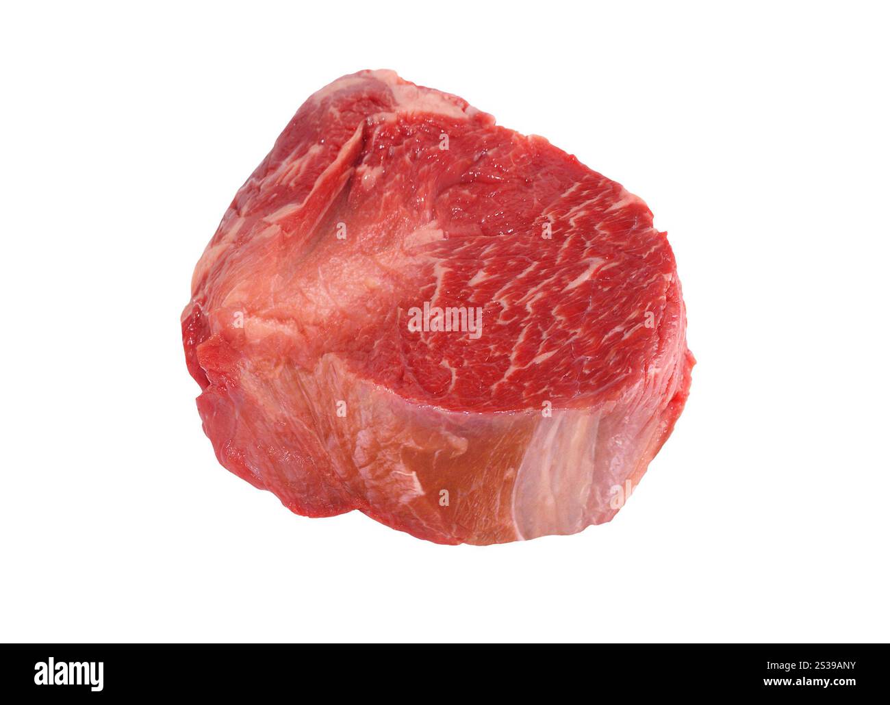 Bistecca di manzo isolato su bianco Foto Stock