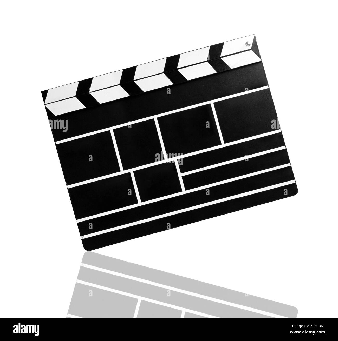 clapboard filmato isolato su sfondo bianco. clapboard del film Foto Stock