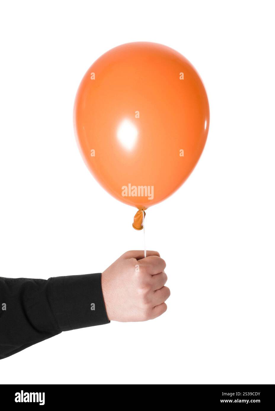 uomo che tiene isolato il baloonn giallo. uomo con baloonno giallo Foto Stock