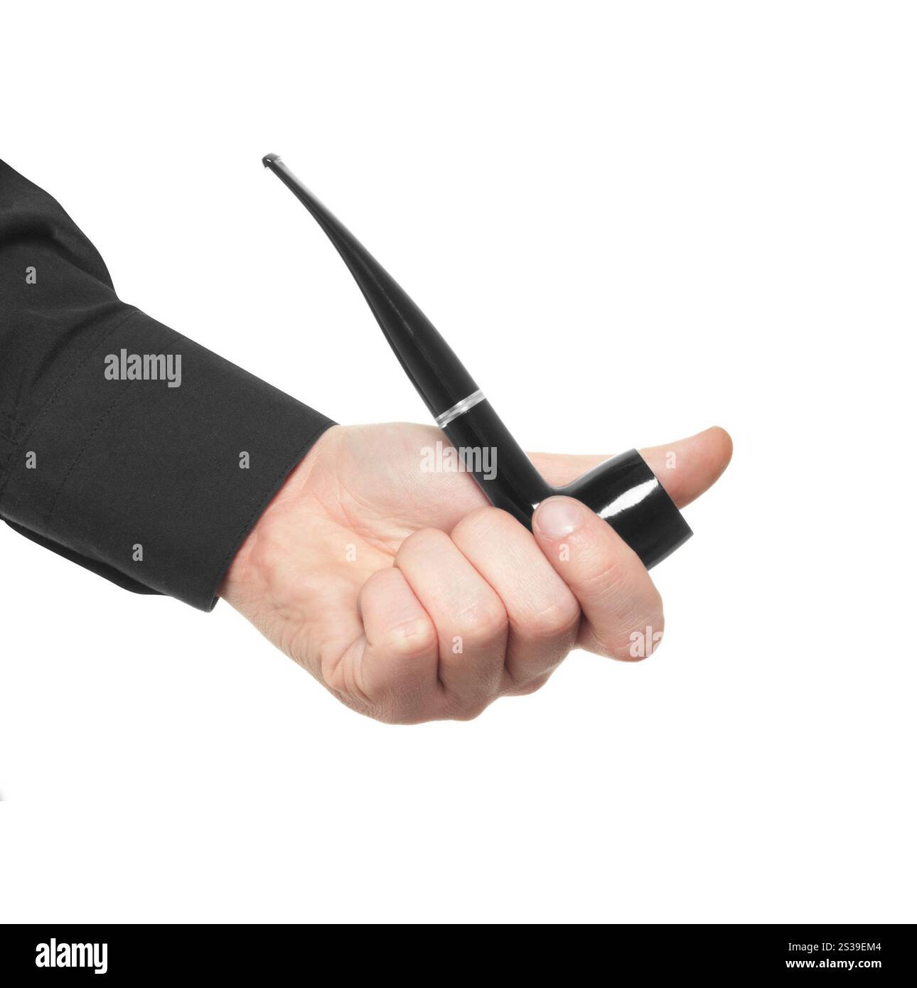 immagine a colori della pipa di tabacco nera isolata su sfondo bianco. immagine a colori della pipa del tabacco nera isolata Foto Stock