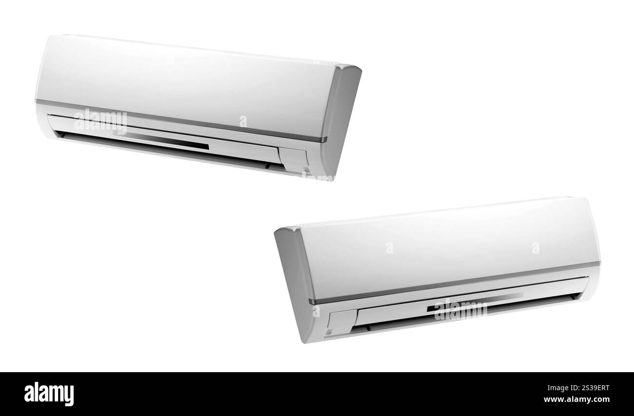 Condizionatore d'aria di colore bianco isolato. Condizionatore d'aria di colore bianco Foto Stock