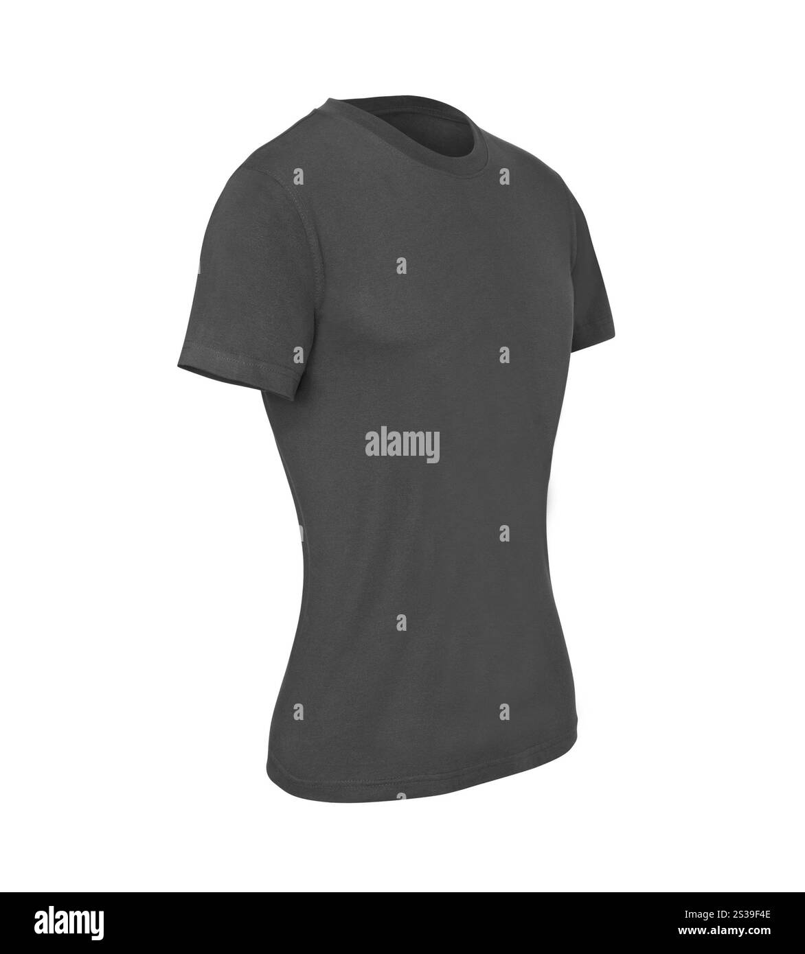 T-shirt vuota in cotone grigio melange isolata su sfondo bianco. T-shirt vuota in cotone grigio melange Foto Stock