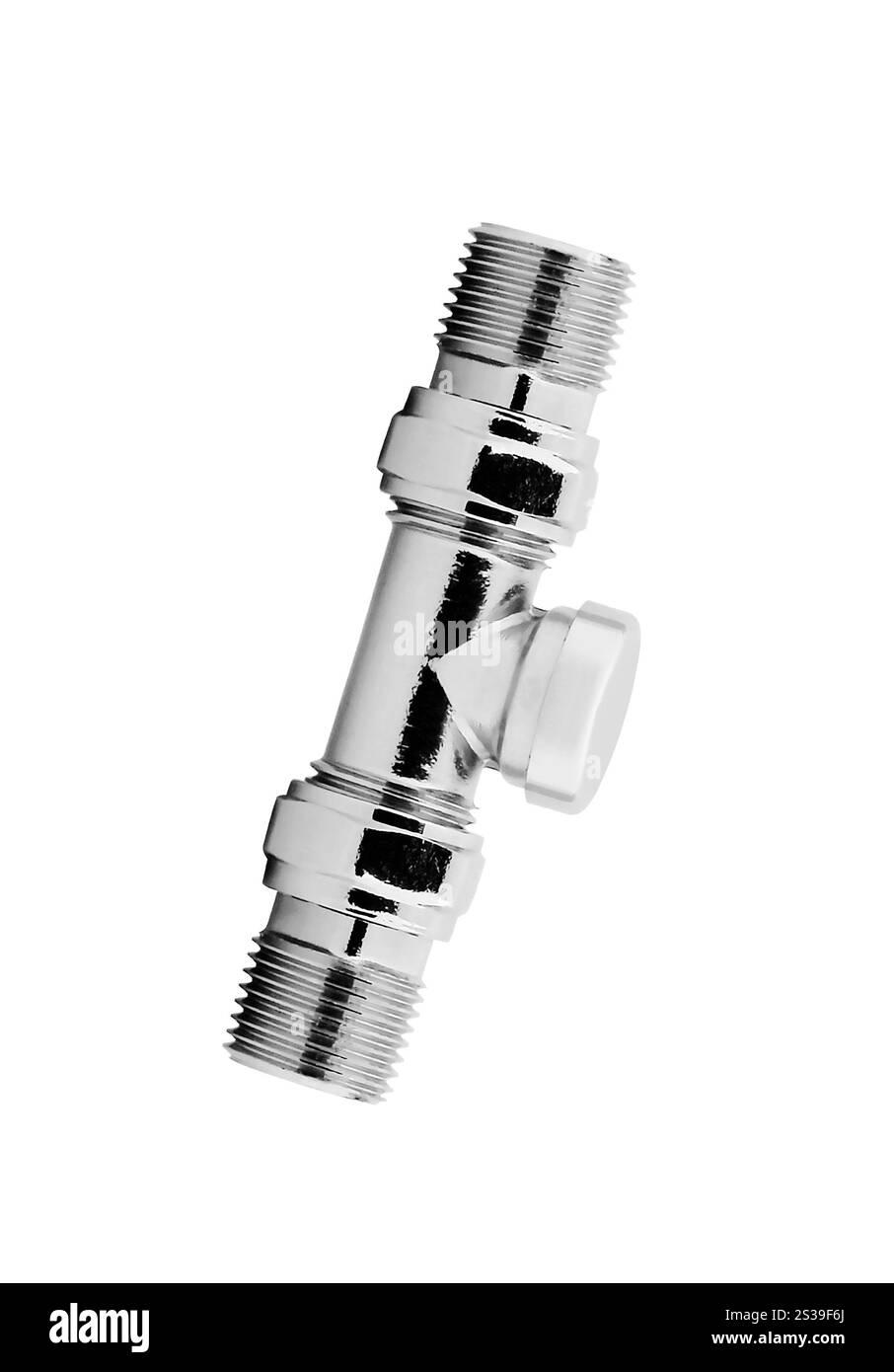 montaggio di un tubo metallico su un bianco Foto Stock