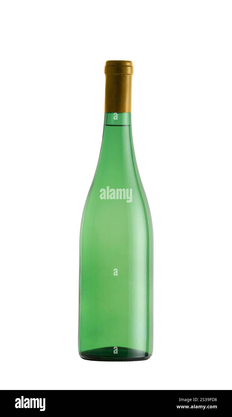 Bottiglia di vetro verde. Flacone in vetro viola Foto Stock