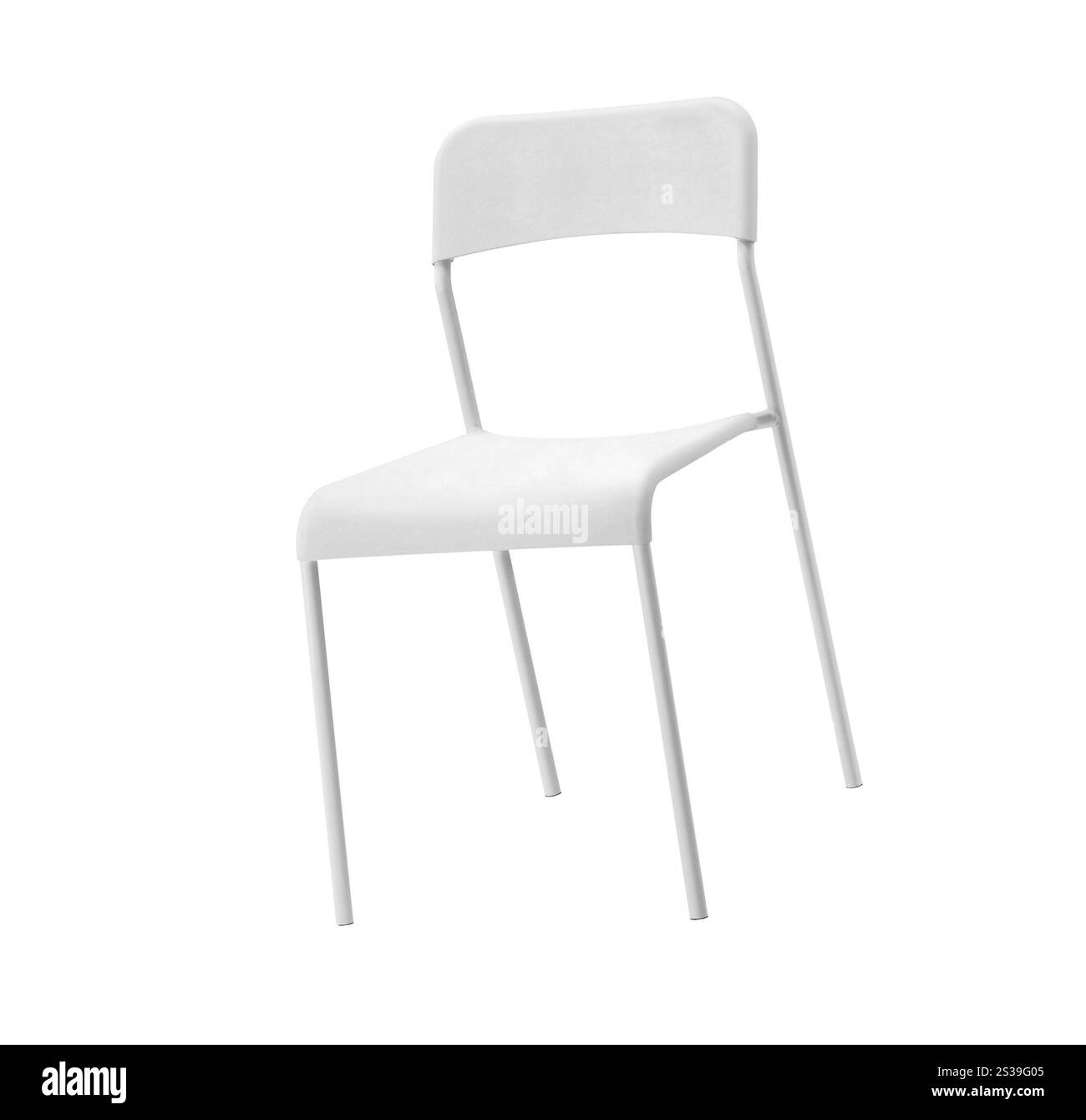 Sedia bianca su sfondo bianco. Sedia bianca Foto Stock