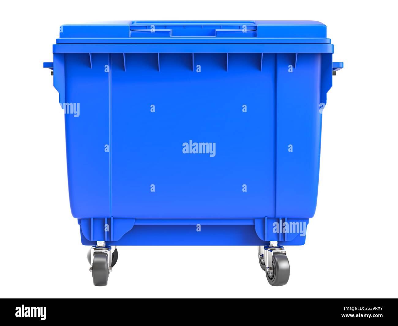 Ampio bidone in plastica blu su sfondo trasparente 3d. Foto Stock Ampio bidone in plastica blu su sfondo trasparente 3d. Foto Stock