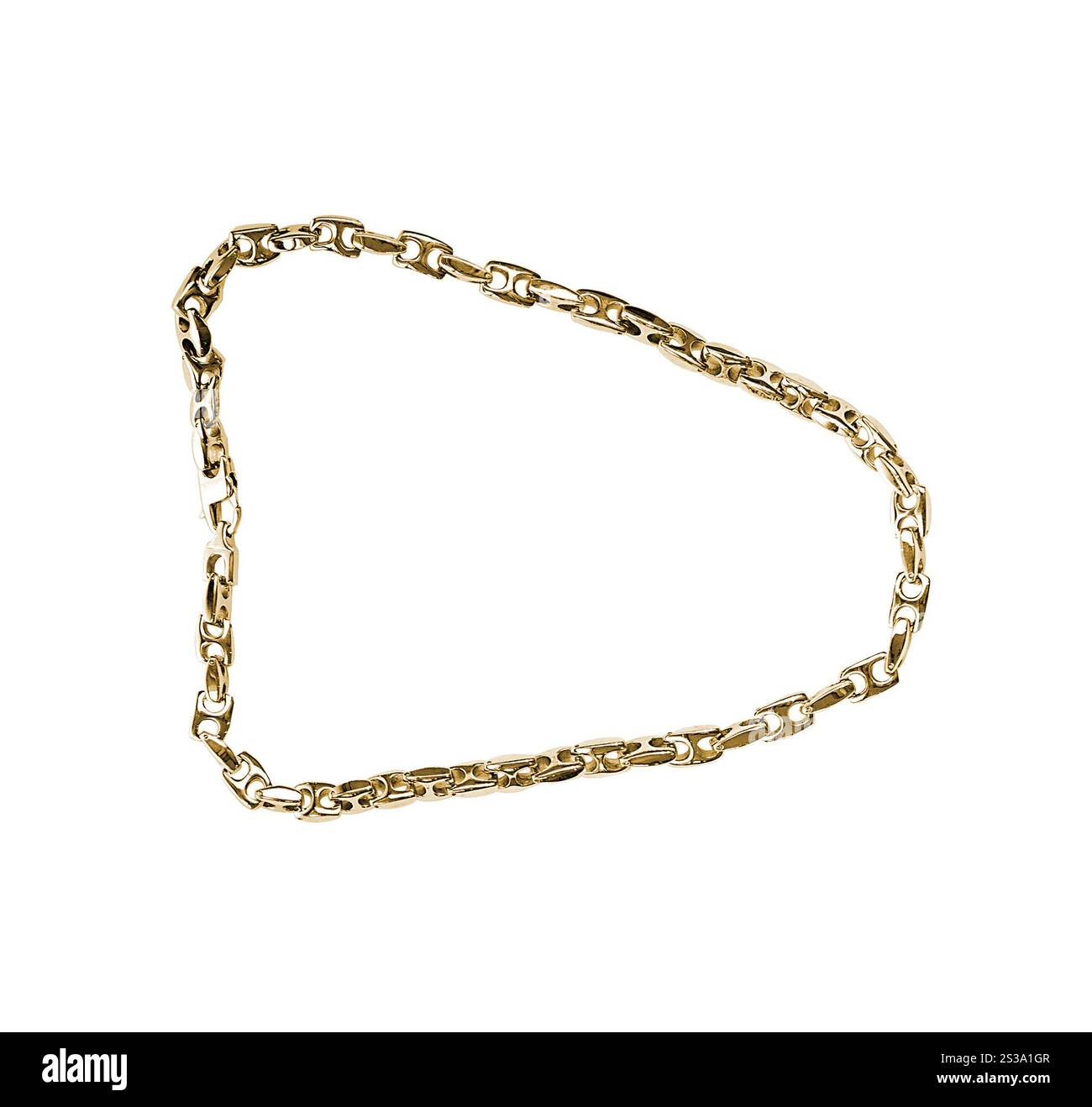 Catena dorata isolata su sfondo bianco. Catena dorata Foto Stock