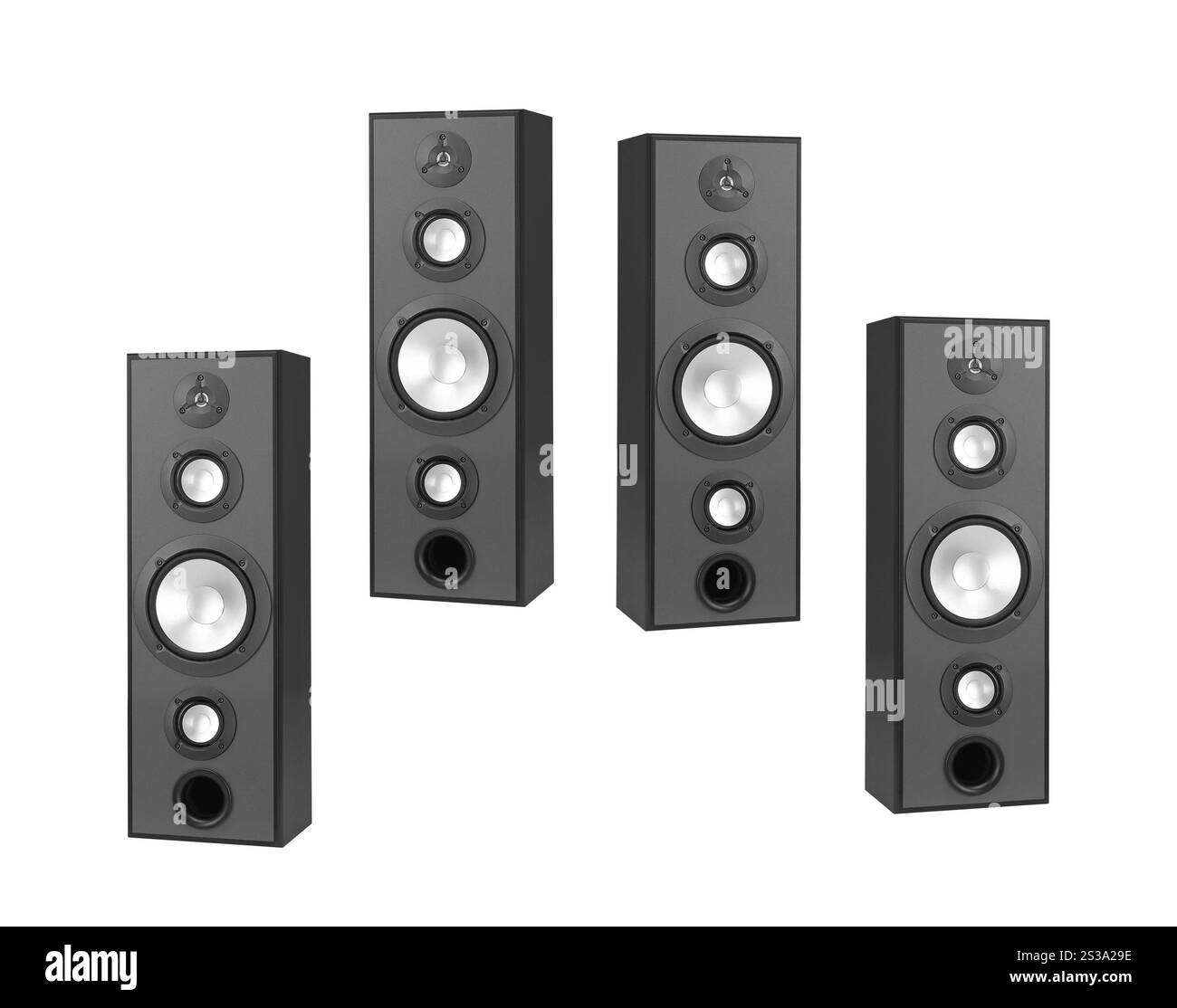 Grandi altoparlanti isolati su bianco. altoparlanti isolati in bianco. Foto Stock